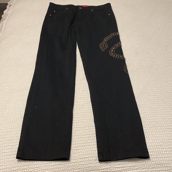 CHRISTINA V Snake Embroidered Design Denim Jeans - Picture 2 of 12